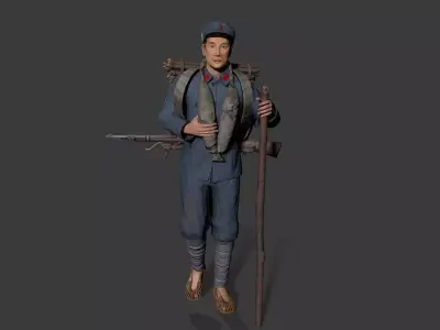 China soldier Low-poly 3D model