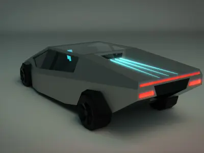 Low Poly Sci-Fi Car 02 Low-poly 3D model