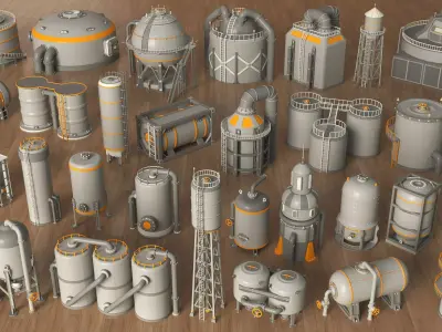 Industrial Tanks - part - 4 - 30 pieces 3D model