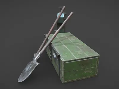WW2 German Army Tools Low-poly 3D model