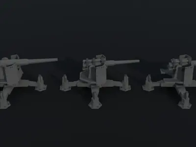 Cartoon Diselpunk artillery Polygonal Style Low-poly 3D model