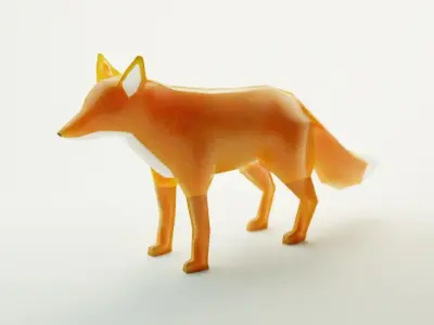 Low poly red fox Low-poly 3D model