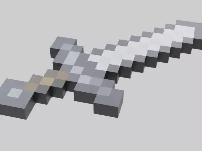 Minecraft Iron sword Free low-poly 3D model