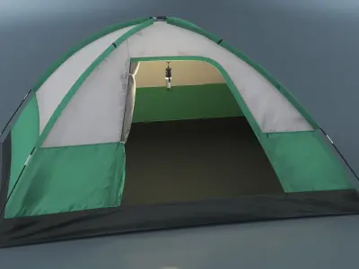 Outdoor Shelter Tent with Insect Protection Lamp Green 3D model