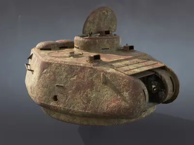T-34-85 Turret Rusted Low-poly 3D model