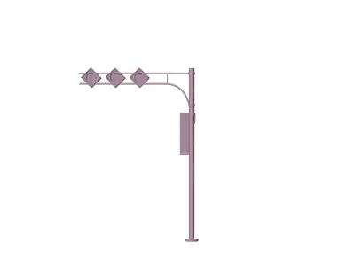 Modular Futuristic Traffic Signal Pole Low-poly 3D model