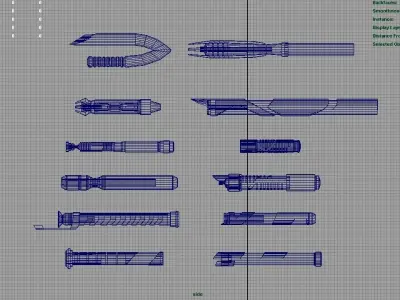 Lightsaber Collection rocket launcher Low-poly 3D model