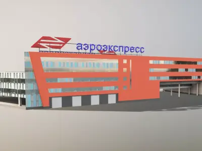Airport Railroad Station UUEE Aeroexpress Low-poly 3D model