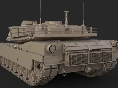 Tank M1 Abrams Clay 3D model