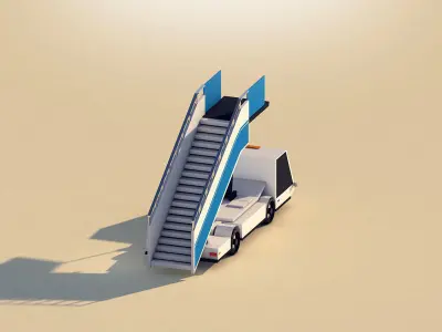 Cartoon Low Poly Airport Gangway Low-poly 3D model