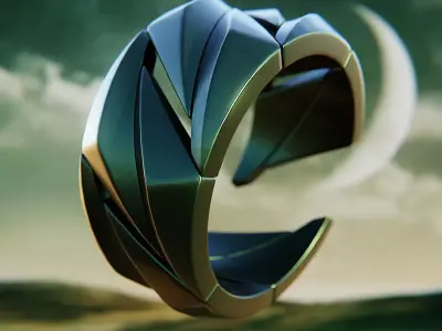 Spiral Blade Ring - Futuristic Sci-Fi Armor Jewelry 3D Model 70 3D print model