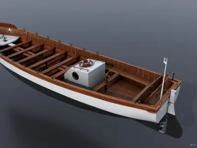 WW2 Italian 13m Motorboat Low-poly 3D model