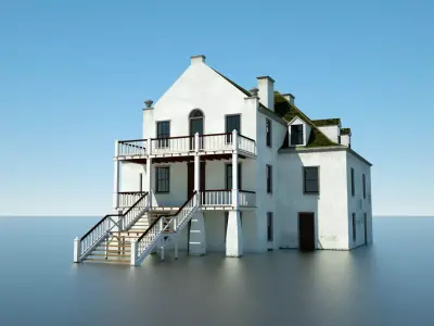 Colonial Mansion Low-poly 3D model