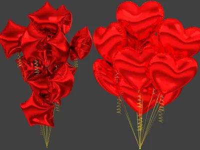 Helium Balloons Bouquets Collection V1 3D model