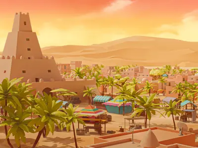 Desert City Sands Low-poly 3D model