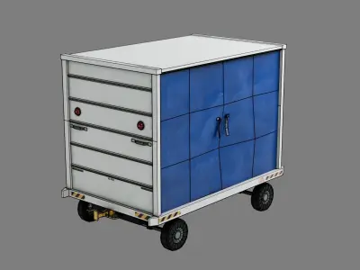 Lowpoly Airport Baggage Cart Low-poly 3D model