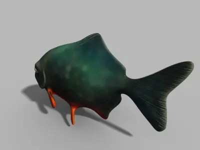 Piranha cartoon piranha model with binding 3D model