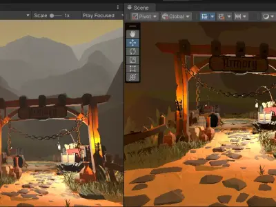 Stylized Fantasy Armory Environment Low Poly Game Ready Free low-poly 3D model