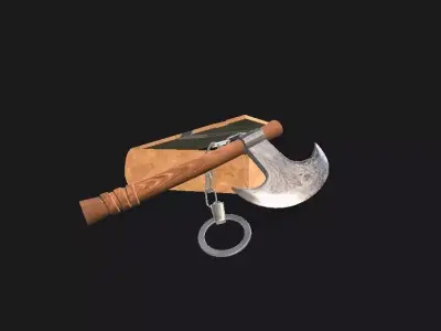 Stylized Axe With Box Free low-poly 3D model