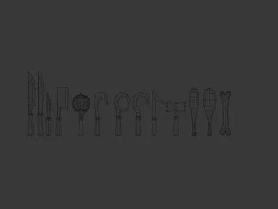MELEE WEAPON SET Low-poly 3D model