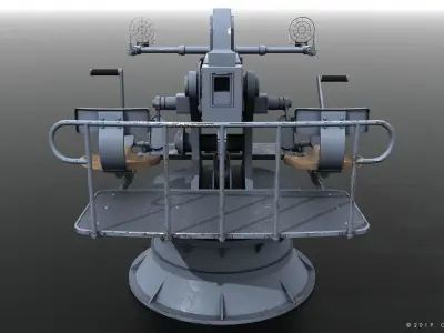 Bofors 40mm gun Low-poly 3D model