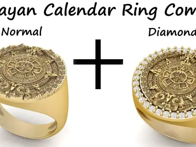 Mayan Calendar Rings Combo 3D Model Collection