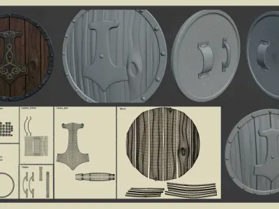 Viking Shield - Game-ready Low-poly 3D model