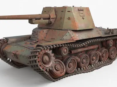 Type 3 Ho Ni III Destroyed  3D model