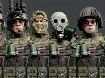 MODULAR RUSSION-SOLDIER PACK Low-poly 3D model