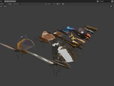 Butterfly Collection PBR Rigged Animated 3D model