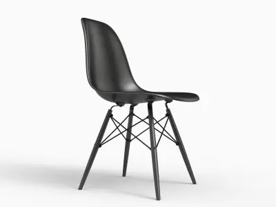 Eames Plastic Side Chair DSW Full Black 3D model