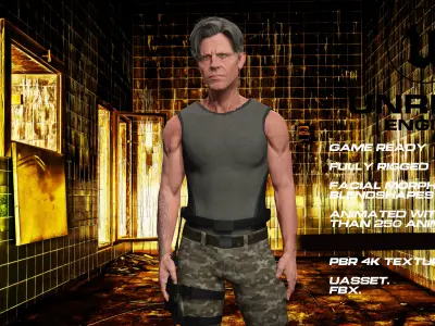 Zombie Hunter full rigged - game ready - animated Low-poly 3D model