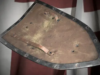 Medieval templar knight shield Game ready Low-poly 3D model