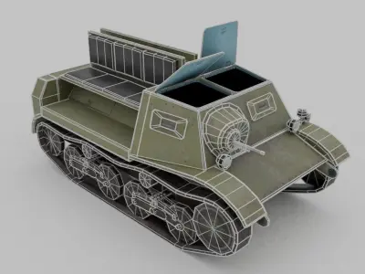 T-20 komsomolets armored tractor Low-poly 3D model