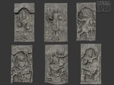 India Temple Wall modular Ultra HD 16K Texture - 221007 Low-poly 3D model