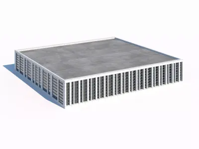 Modern flat-roof office building model 3D model