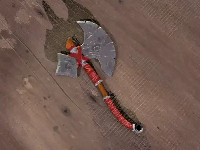 Stylized axe Low-poly 3D model 12