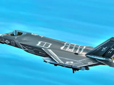 F35C Lightning II -Rigged - with high resolution cocpit Low-poly 3D model