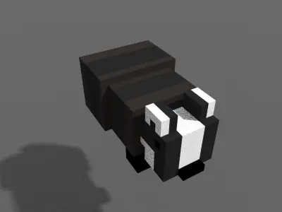 Voxel Badger Low-poly 3D model