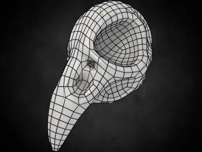 Low poly Crowskull bird of prey mask Low-poly 3D model