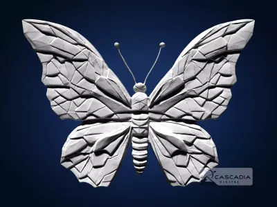Butterfly Geometric - CNC Router Carving Casting insect 3D print model