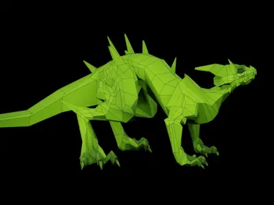 Lowpoly Rigged Lizard-Dragon Low-poly 3D model