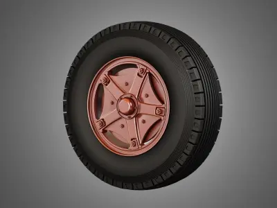 Trucks Tires and Dayton Style Rims with 5 Spoks 3D model