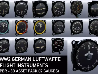 WW2 GERMAN FLIGHT INSTRUMENTS - ASSET PACK Low-poly 3D model