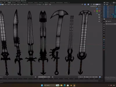 Sword Bundle Stylized RPG Weapon Pack Low-poly 3D model