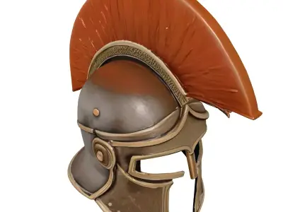 Bronze Ancient Greek Helmet with Plume 3D model