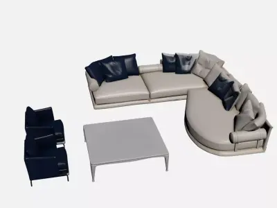 Italian concept living room seating 3D model Free 3D model