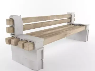 bench with concrete blocks Free 3D model