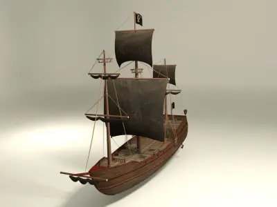 Pirate vessel ship Low-poly 3D model