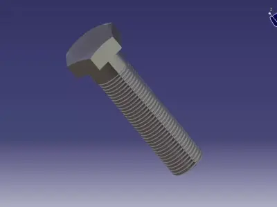Threaded Bolt Free 3D model